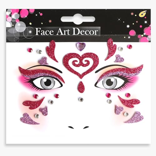 Valentine Face Gems Stickers Red Heart Lip Crystal Rhinestones 2 Sheets