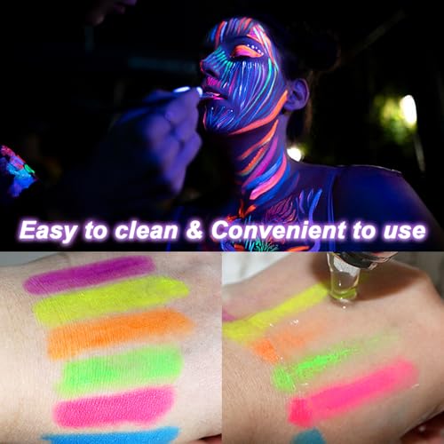 Glow in the Dark Face and Body Paint Sticks 12-Color Neon Makeup Kit