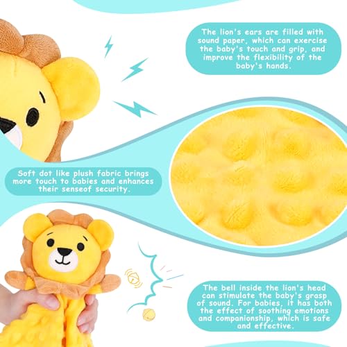 Yellow Lion Baby Security Blanket Lovey | Soft Plush Toy for Infants
