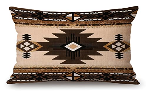 Solekla Aztec Lumbar Pillow Cover 12x20” - Cotton Linen Decorative Cushion