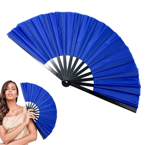 Blue 13-Inch Folding Fan for Line Dancing & Performances
