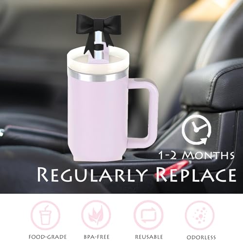 HIUSITY Silicone Straw Covers for Stanley Cup 40oz - 10mm Dust-Proof Toppers