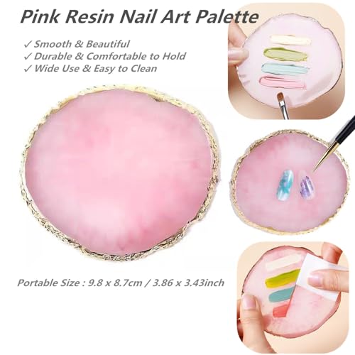 FULINJOY 5-Piece Nail Art Tool Set with Resin Palette and Dual-Ended Brushes