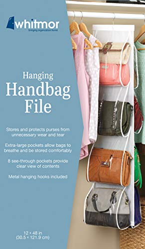 Whitmor Hanging Handbag File Organizer - 8-Pocket Clear Closet Storage