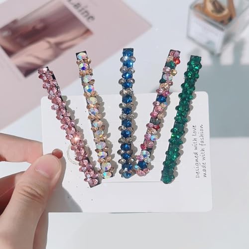 Czhotg Green Rhinestone Hair Barrettes 2-Pack Sparkle Crystal Alligator Clips