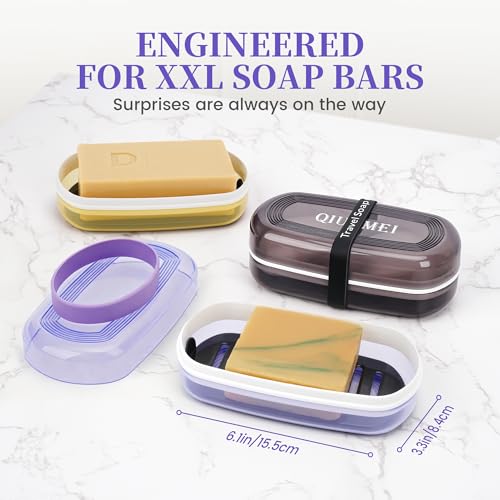 QIUYMEI Shampoo Bar Holder with Drain Tray - Grape Purple Style A (Large)