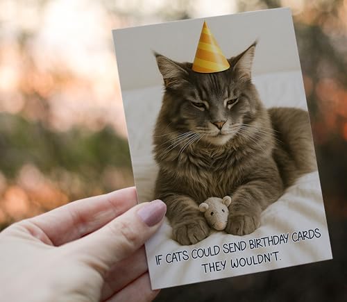 Funny Cat Birthday Card with Envelope - Hilarious 5x7 Card for Cat Lovers