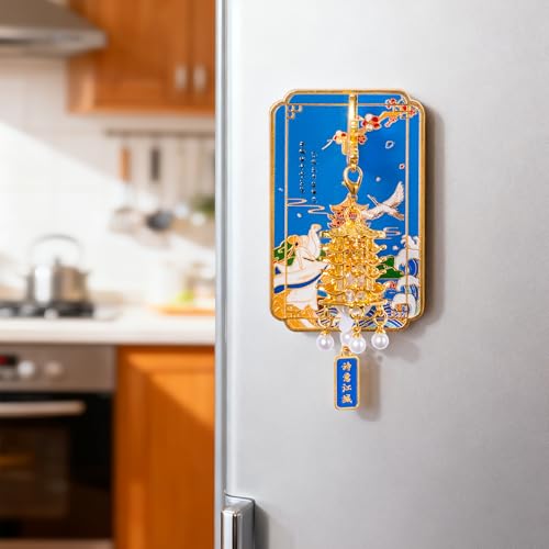 Luminous Glow Tower Fridge Magnet - 3D Blue Landmark Decor