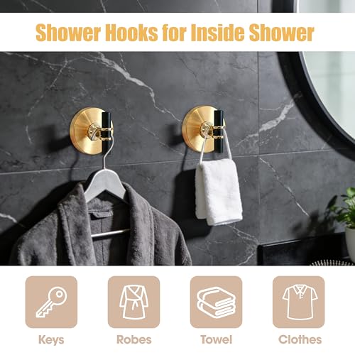 Gold & Black No Drill Suction Cup Hooks - 2 Pack 304 Stainless Steel