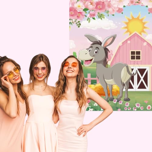 Pin the Tail on the Donkey Game - Floral Farm Party Decor with 50 Tails