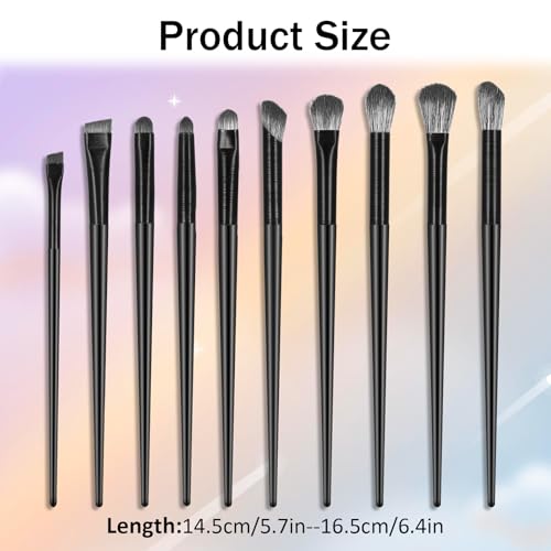 10 Pcs Professional Eye Makeup Brush Set - Synthetic Blending & Eyeliner