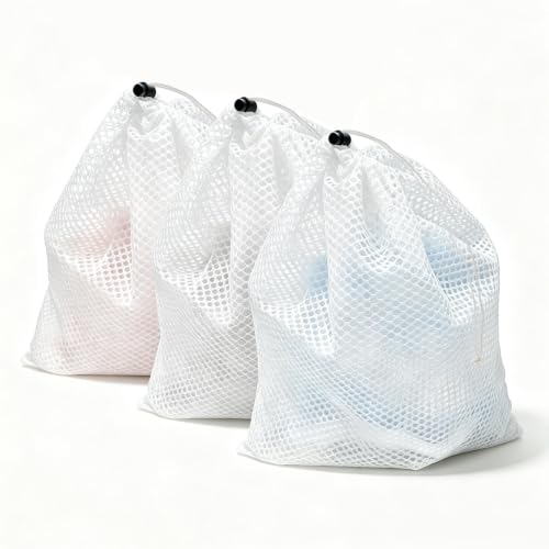 Smowfes Mesh Drawstring Laundry Bag - Durable Wash & Storage Pouch