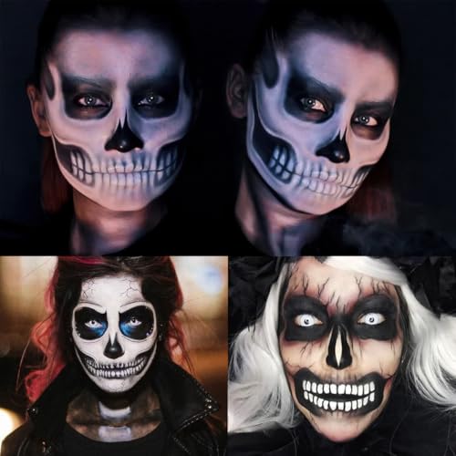 Halloween Face Tattoos - 5 Sheets Zombie Skull Makeup Stickers