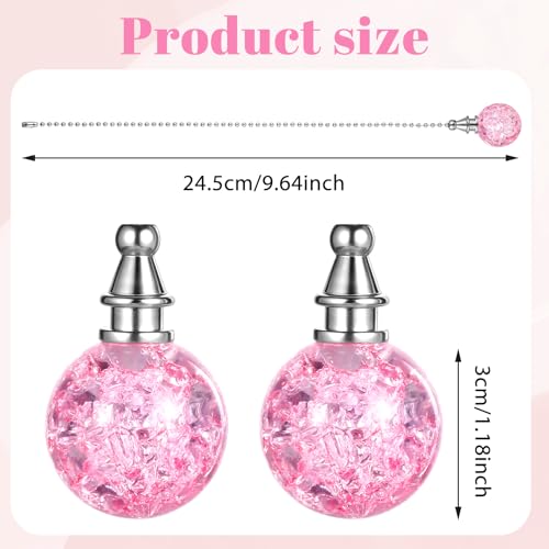 Pink Crystal Ball Ceiling Fan Pull Chain Ornament, 2 Pack 9.6" Length