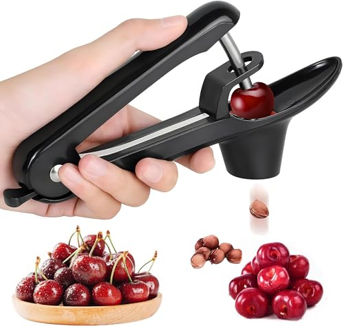 VOVEA Heavy-Duty Stainless Steel Cherry Pitter Tool - Black
