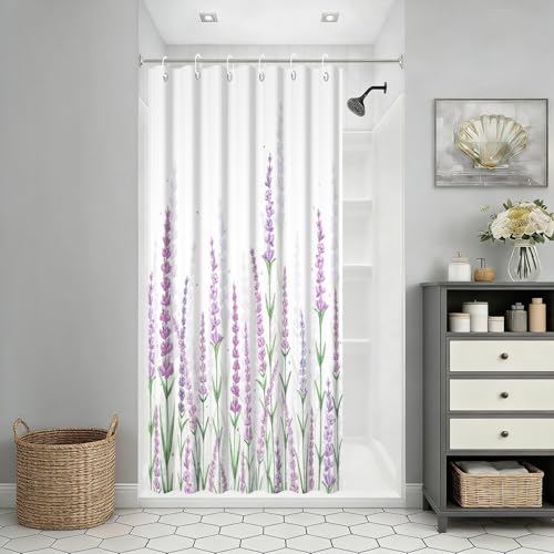 Yeele Lavender Floral Shower Curtain Set - 36" x 72" Purple