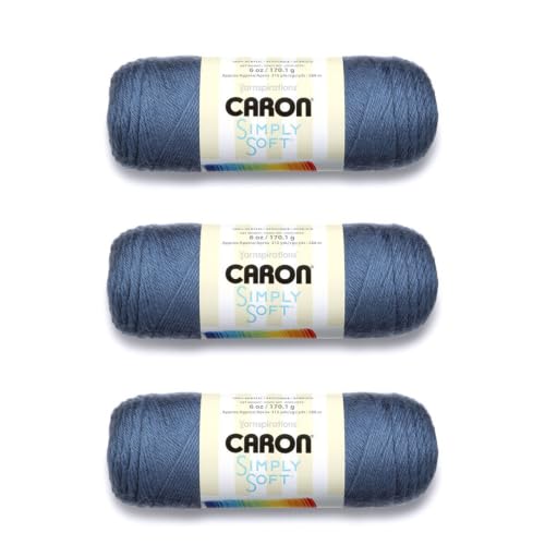 Caron Simply Soft Yarn - 100% Acrylic Medium Weight - Country Blue, 6 oz