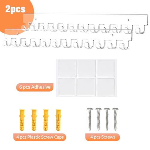 Mecnmsa 13.8-Inch Acrylic Wall-Mounted Necklace Organizer - Clear 2 Pack