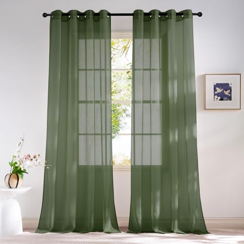 NICETOWN Forest Green Sheer Curtains 54"x84" - 2 Panels