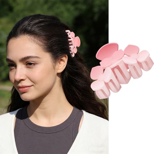 BUNLVDI Pink Clover Hair Claw Clips 4 Pack Cute Non-Slip Acrylic Hair Accessories