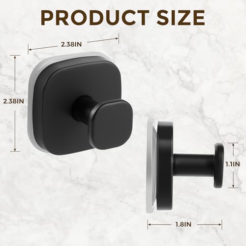 Matte Black Suction Cup Hooks - 2 Pack for Bathroom & Kitchen