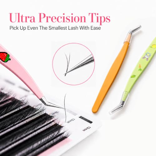 Arvakr Precision Slant Tip Eyelash Tweezers for Extensions and Nail Art