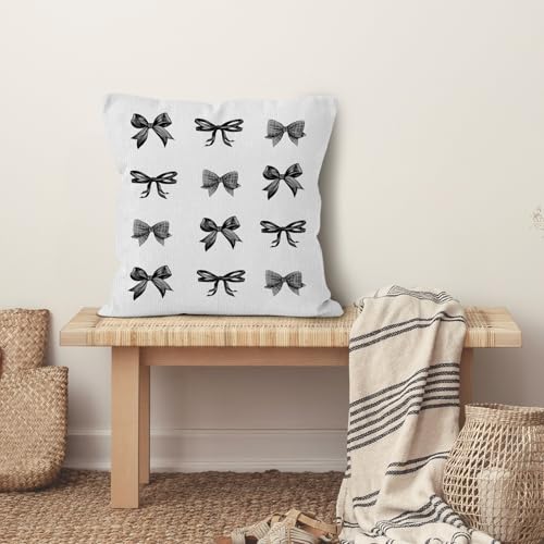 Black Bow Throw Pillow Cover 18x18 | Girly Room Decor