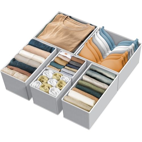 Underwear Drawer Organizer Set of 6 - Gray Non-Woven Fabric