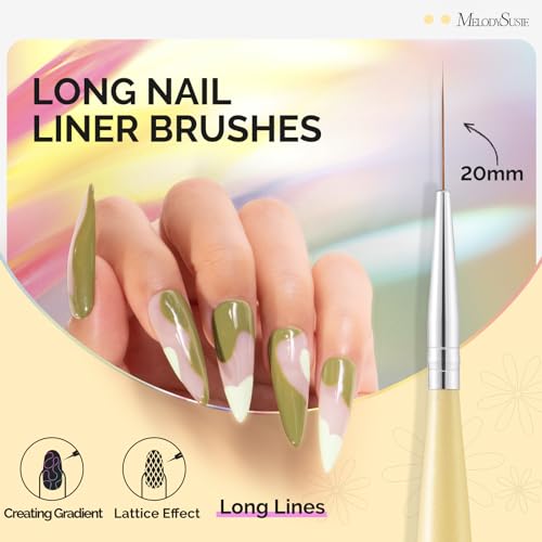 MelodySusie Nail Art Liner Brushes 5-Piece Set for Gel Polish & Fine Lines