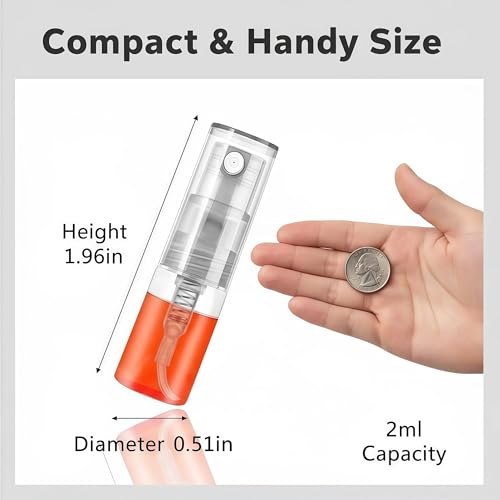 SYBL Mini Glass Spray Bottles 2ml 12-Pack Refillable Fine Mist Atomizers