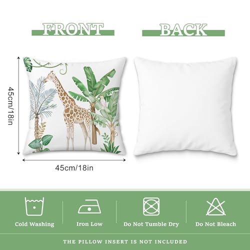 Jungle Animal Velvet Throw Pillow Covers, 18x18 Safari Decor Set of 4