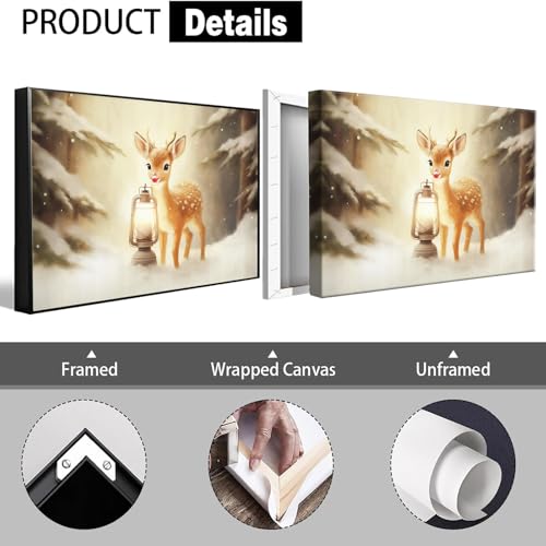 Vintage Christmas Reindeer Canvas Poster 12x16in Winter Wall Art