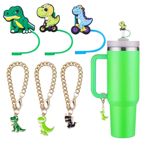 Dinosaur Straw Cover Cap and Chain Set for 8mm Stanley Cup