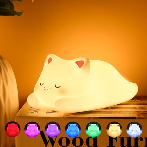 ZKLiLi Miyan-Pamao Cute Cat Night Light for Kids 16 Colors Dimmable Nursery