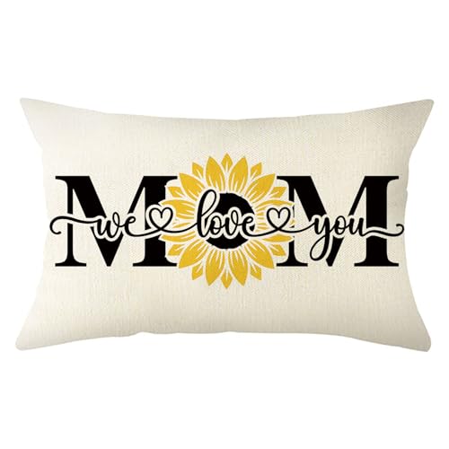 Mother's Day Sunflower Lumbar Pillow Cover 12x20 Inch Decorative Cushion