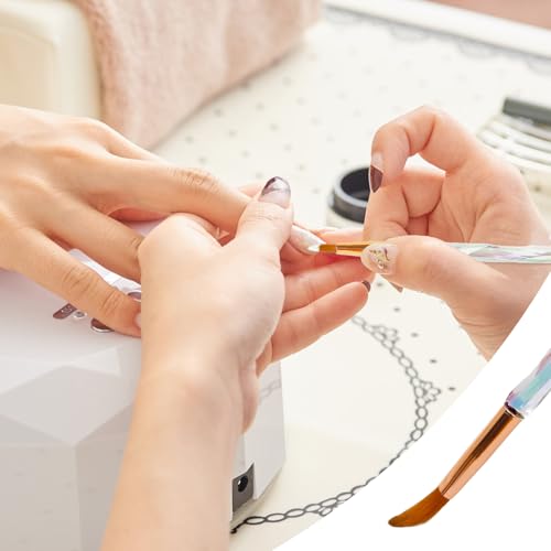 SruidyLady Nail Art Brush Set - 6 Piece Flat, Oval, Angled Gel Brushes