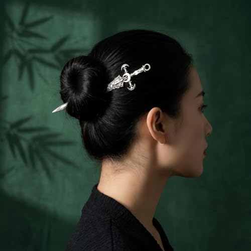 Gothic Metal Sword Hair Sticks 3PCS Dragon Hair Pins for Updos
