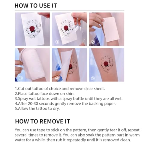 Funtattoo Kids Temporary Tattoos 100 Pcs Realistic Cartoon Waterproof Fake Body Art