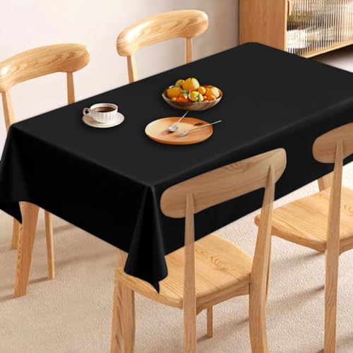 Black Rectangle Tablecloths 54 x 108 Inch - 2 Pack, Water Resistant & Disposable