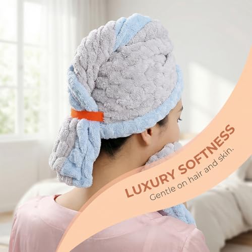 KIVMTAR High Absorbency Hair Towel Wrap for Women - Soft Microfiber