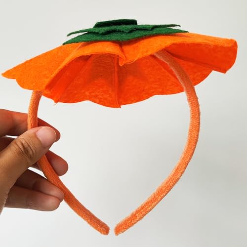 Yaxaming 2-Pack Halloween Pumpkin Headband with Green Leaf Orange Hair Hoop