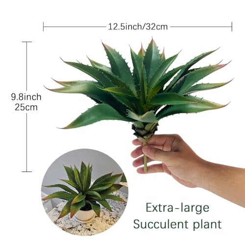 12.5 Inch Green Artificial Aloe Plant - Realistic Faux Succulent