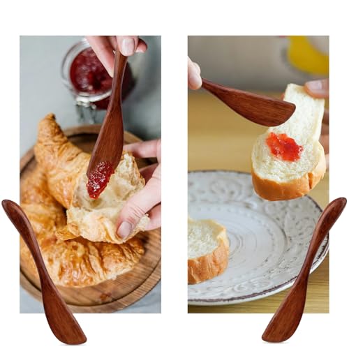 4-Pack Wooden Butter Knives - 5.9 Inch Jam Spreaders for Kitchen