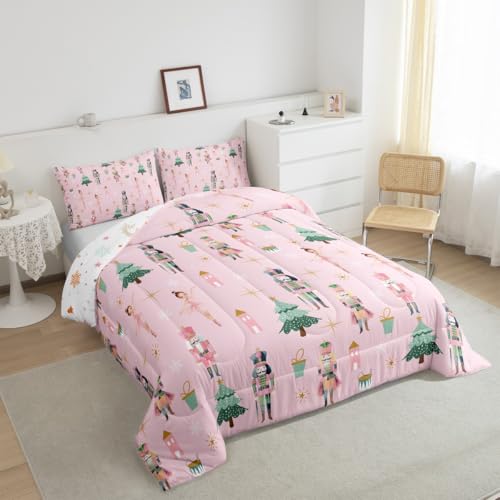 Pink Christmas Bedding Set Queen Size for Kids & Girls - Feelyou