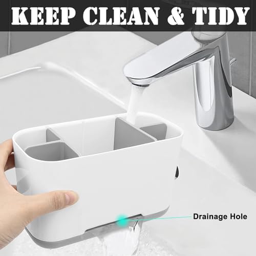 Cerpourt Large Toothbrush Holder, Anti-Slip Electric Toothbrush Organizer - Grey