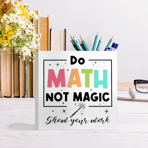 Math Decor for Home Office Classroom - White Wood Sign Gift