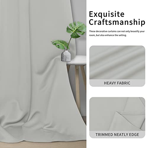 Easy-Going Thermal Blackout Curtains, 42x84 Inch Grommet Drapes - Greyish White
