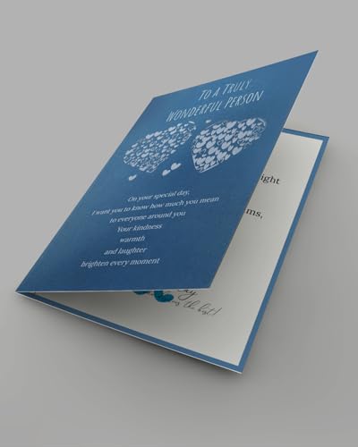 Elegant Blue Birthday Card with Silver Hearts - Heartfelt Wishes