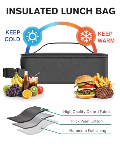 HowFly Insulated Lunch Bag 6L - Portable Cooler for Work & School - Black