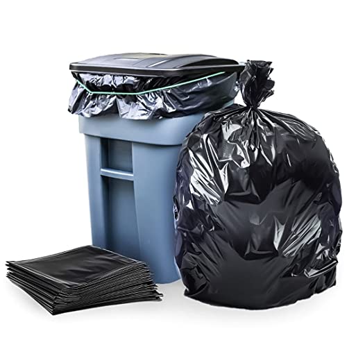 Plasticplace 64-65 Gallon Trash Can Liners for Toter ¦¢ 1.5 Mil ¦¢ Black Heavy Duty Garbage Bags ¦¢ 50¡± x 60¡± (25 Count)